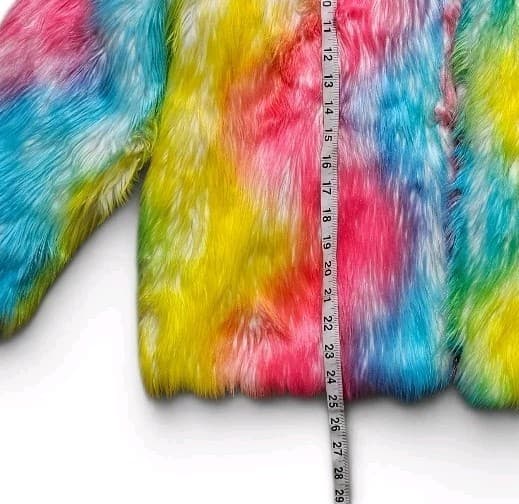 Fhillnuo Rainbow Faux Fur Hooded Jacket Rave Festival Fits Womans 1x/2x Men Xl - Thumbnail 8