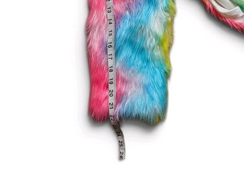 Fhillnuo Rainbow Faux Fur Hooded Jacket Rave Festival Fits Womans 1x/2x Men Xl - Thumbnail 10