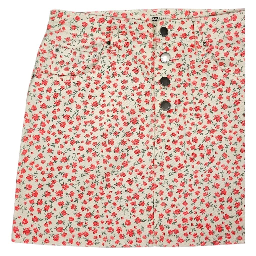 Billabong Cute As A Button Floral Denim Mini Skirt Size 28 - Thumbnail 3