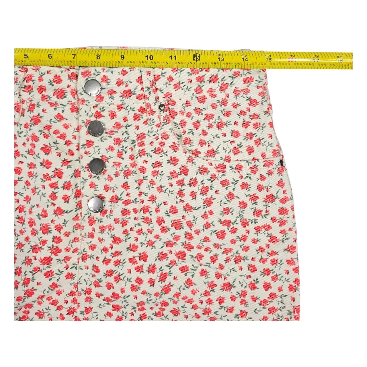 Billabong Cute As A Button Floral Denim Mini Skirt Size 28 - Thumbnail 11