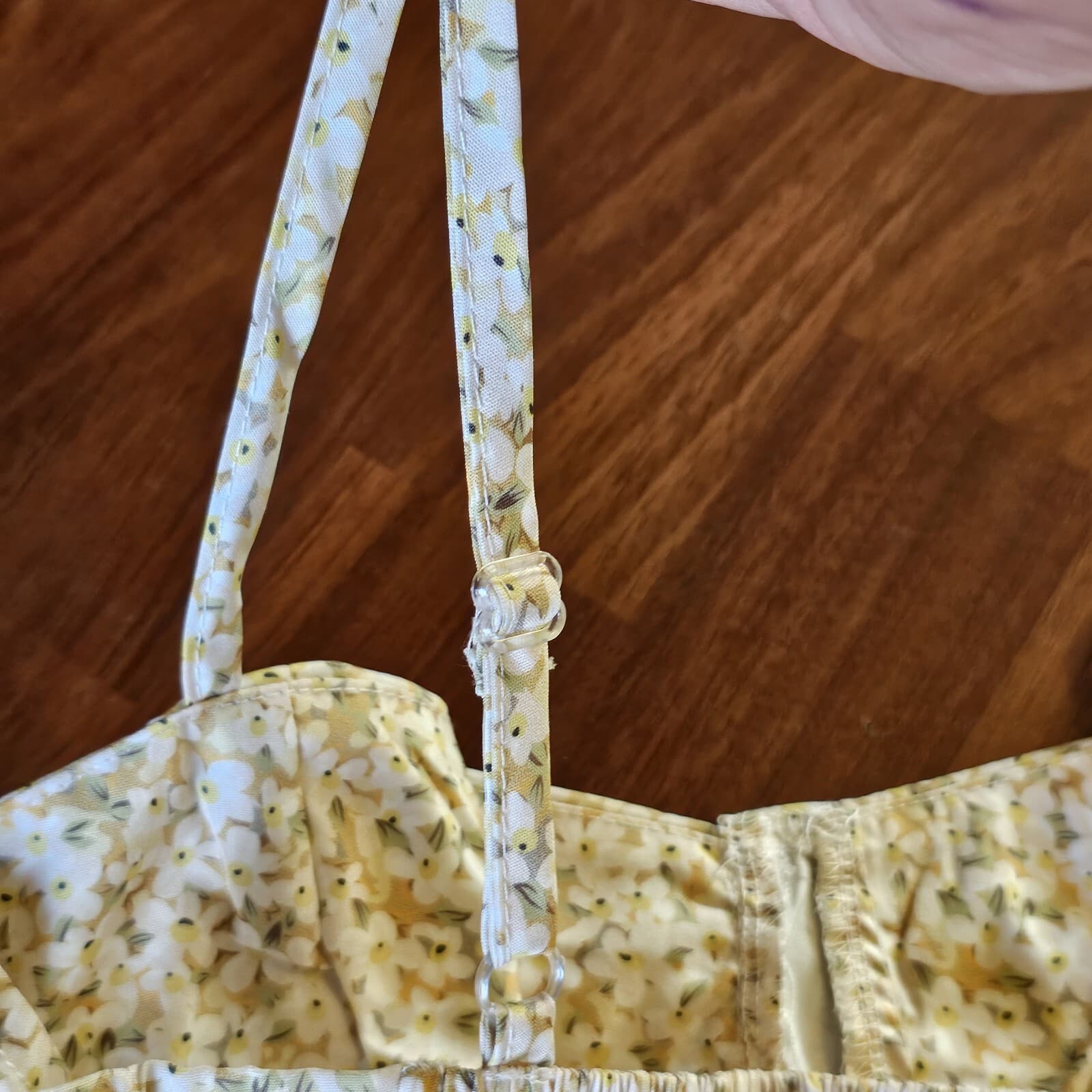 Yellow Floral Dress With Spaghetti Straps Size Medium (No Brand Tag) - Thumbnail 6