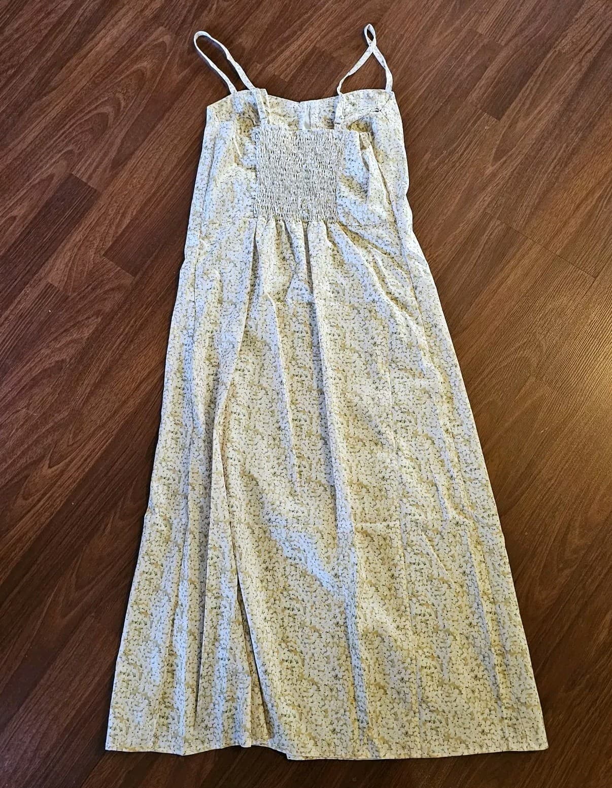 Yellow Floral Dress With Spaghetti Straps Size Medium (No Brand Tag) - Thumbnail 3