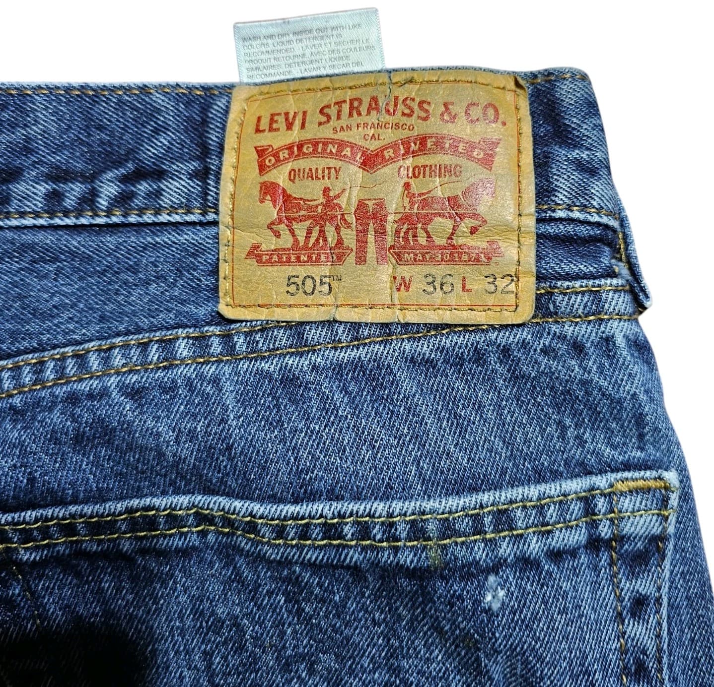 Levi 505 Men's 36x32 Blue Jeans - Thumbnail 2