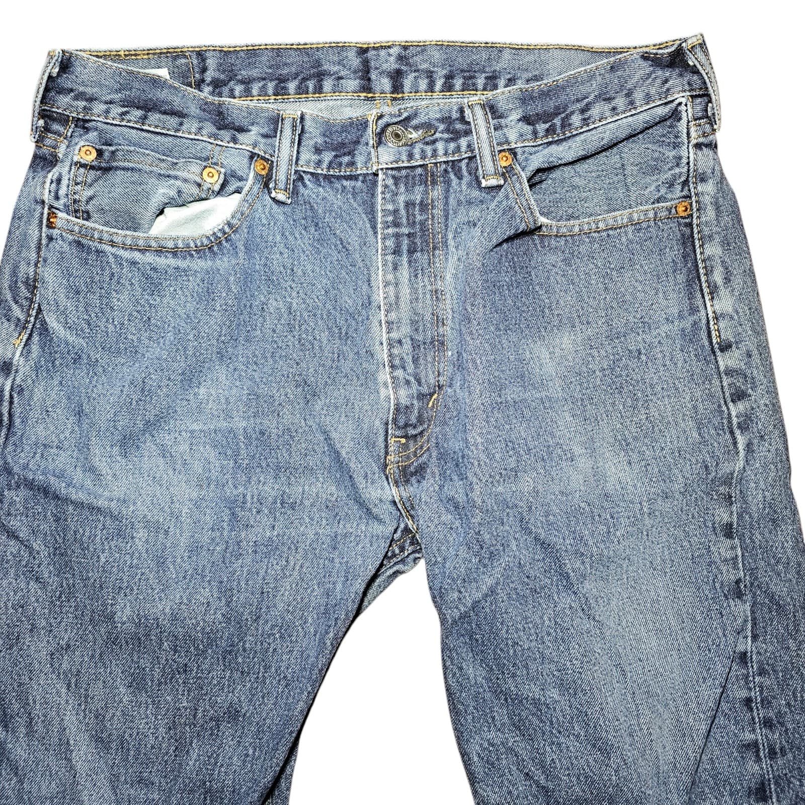 Levi 505 Men's 36x32 Blue Jeans - Thumbnail 4