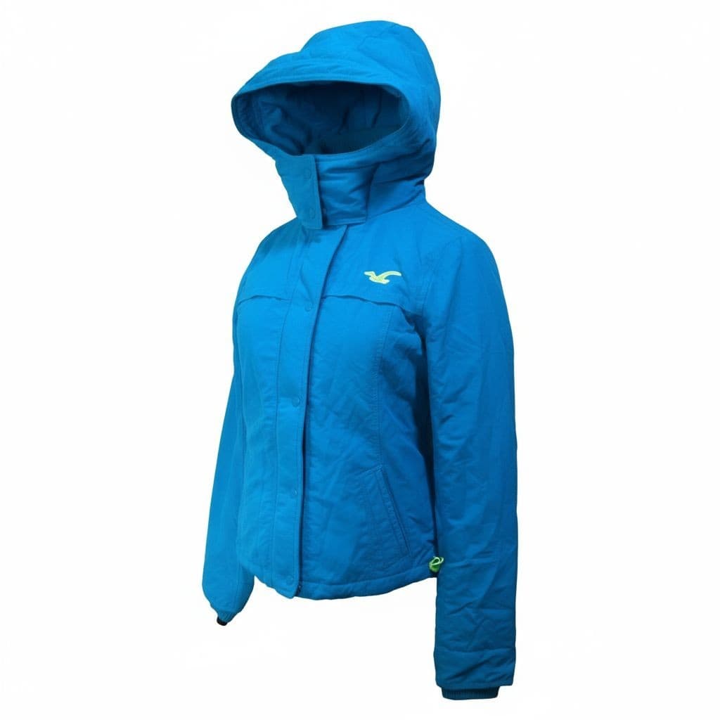 Hollister California Woman / Juniors Large Blue Warm Winter Coat Hooded Zipper