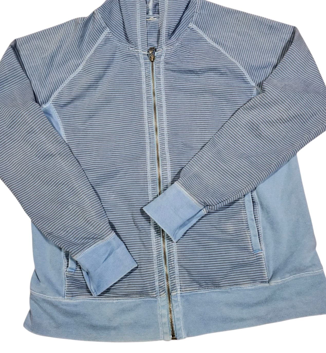 Blue Striped Cotton Full Zip Up Hoodie - Missing Tags Size Large - Thumbnail 3