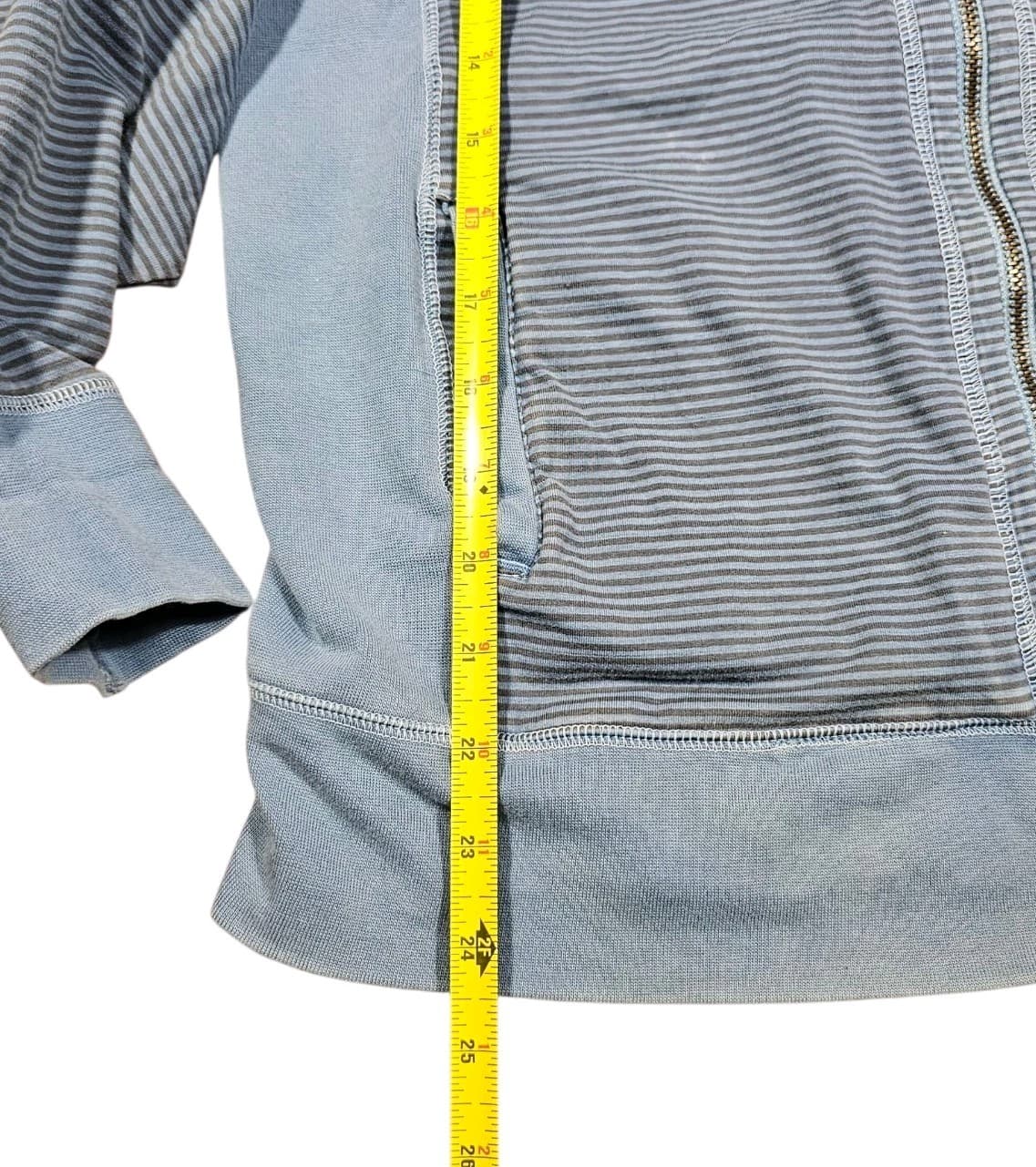 Blue Striped Cotton Full Zip Up Hoodie - Missing Tags Size Large - Thumbnail 4