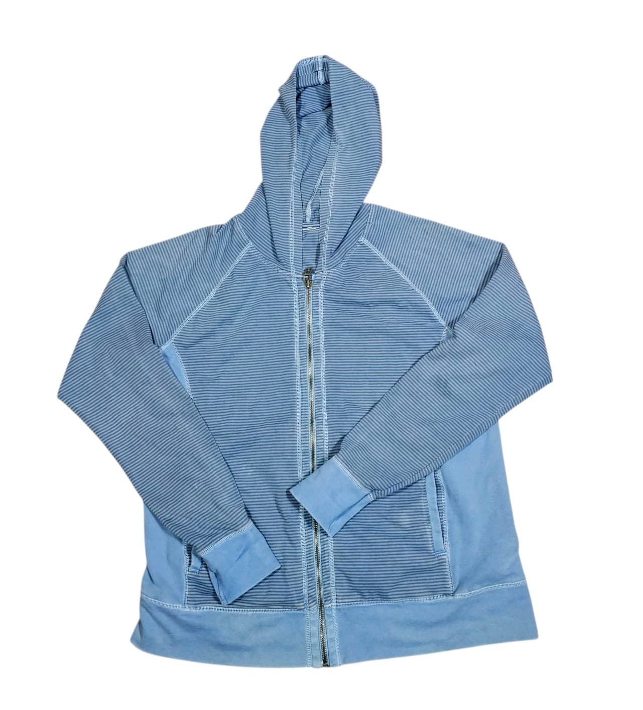 Blue Striped Cotton Full Zip Up Hoodie - Missing Tags Size Large