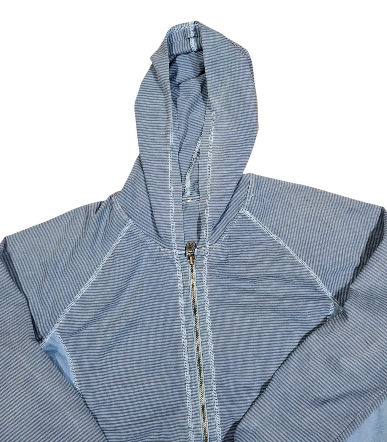 Blue Striped Cotton Full Zip Up Hoodie - Missing Tags Size Large - Thumbnail 2