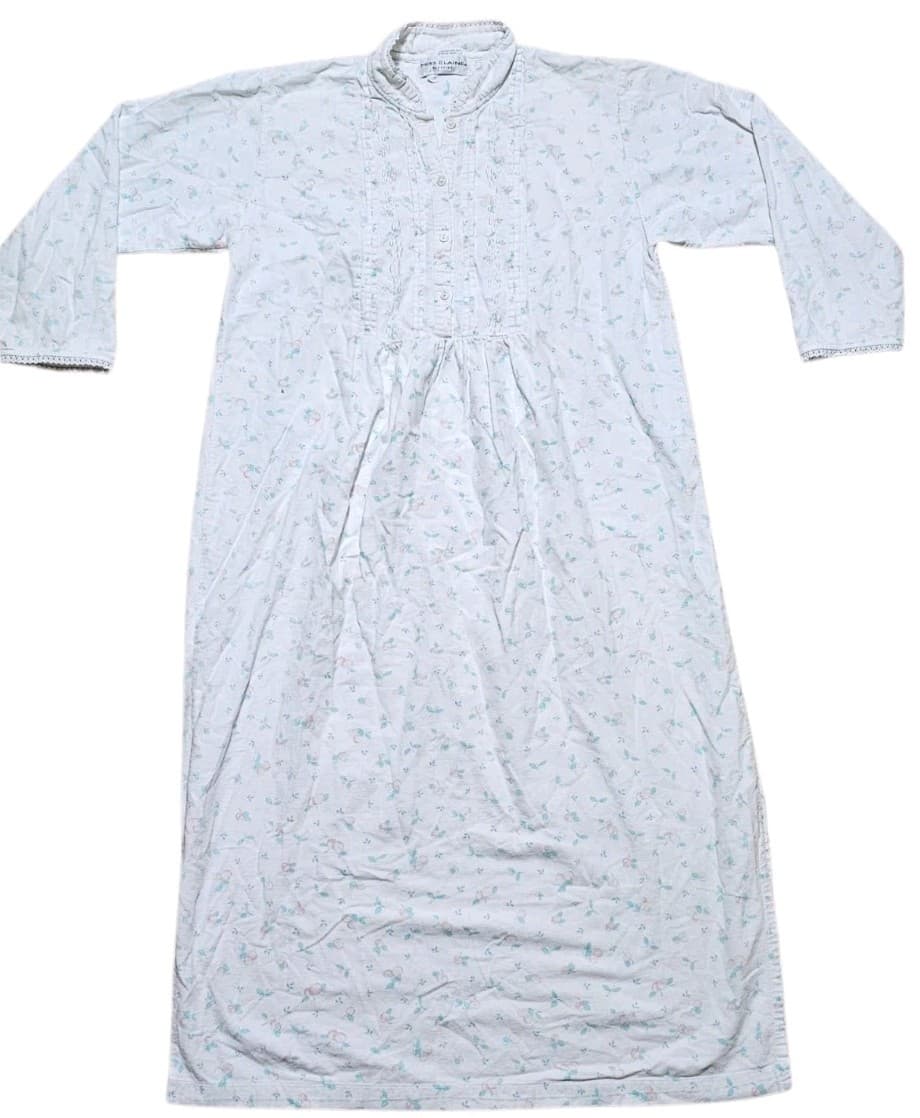 Miss Elaine Womens Size Small Floral Pintuck Button Front Placket - Thumbnail 2