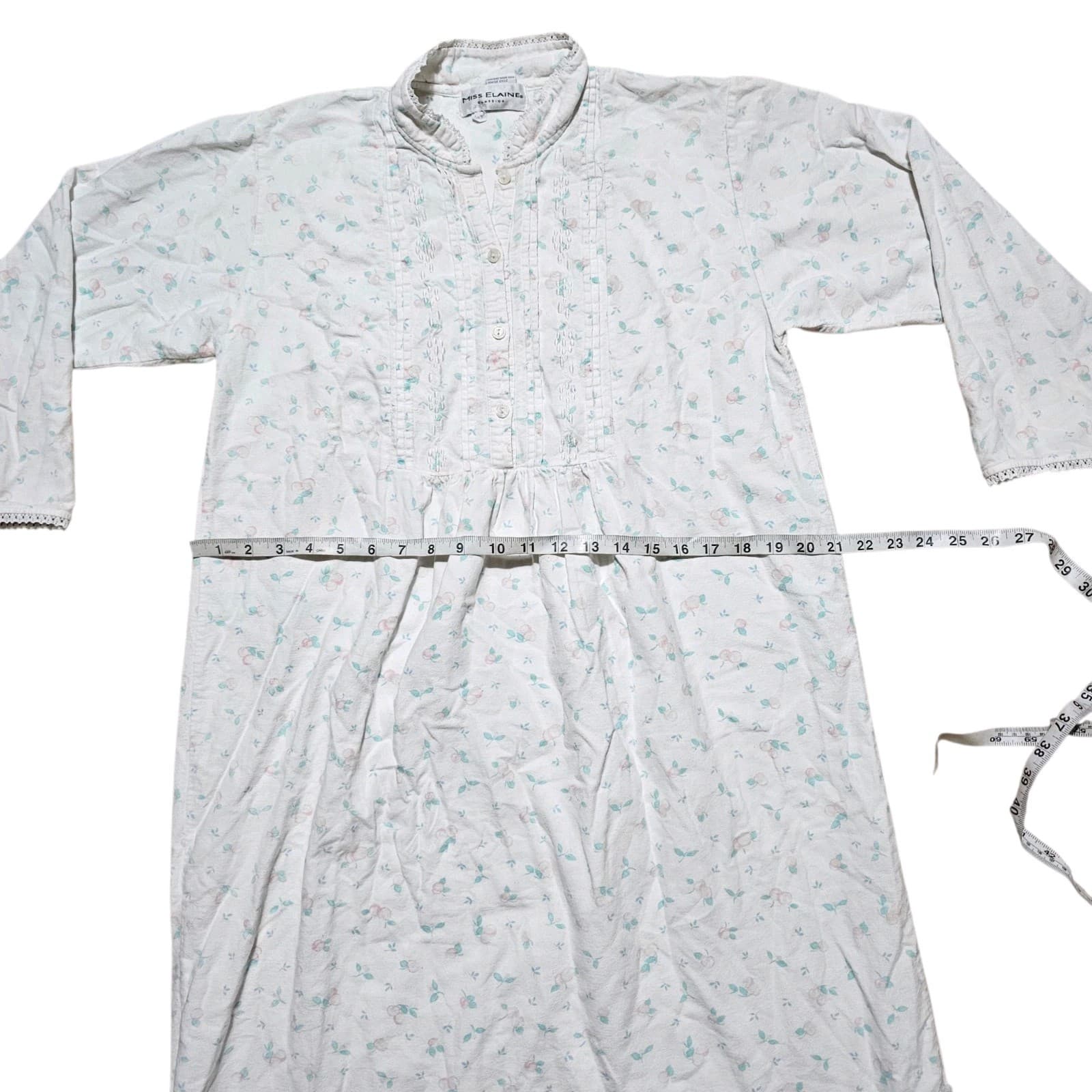 Miss Elaine Womens Size Small Floral Pintuck Button Front Placket - Thumbnail 7