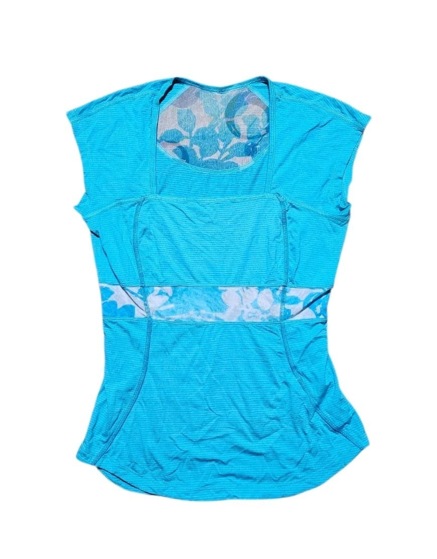 LuluLemon Mesh Panel Top Sweat Band Tee Women's Size 6