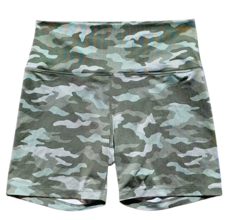 Pink Victorias Secret Ultimate Camo Biker Workout Shorts Womens L Yoga Running - Thumbnail 2