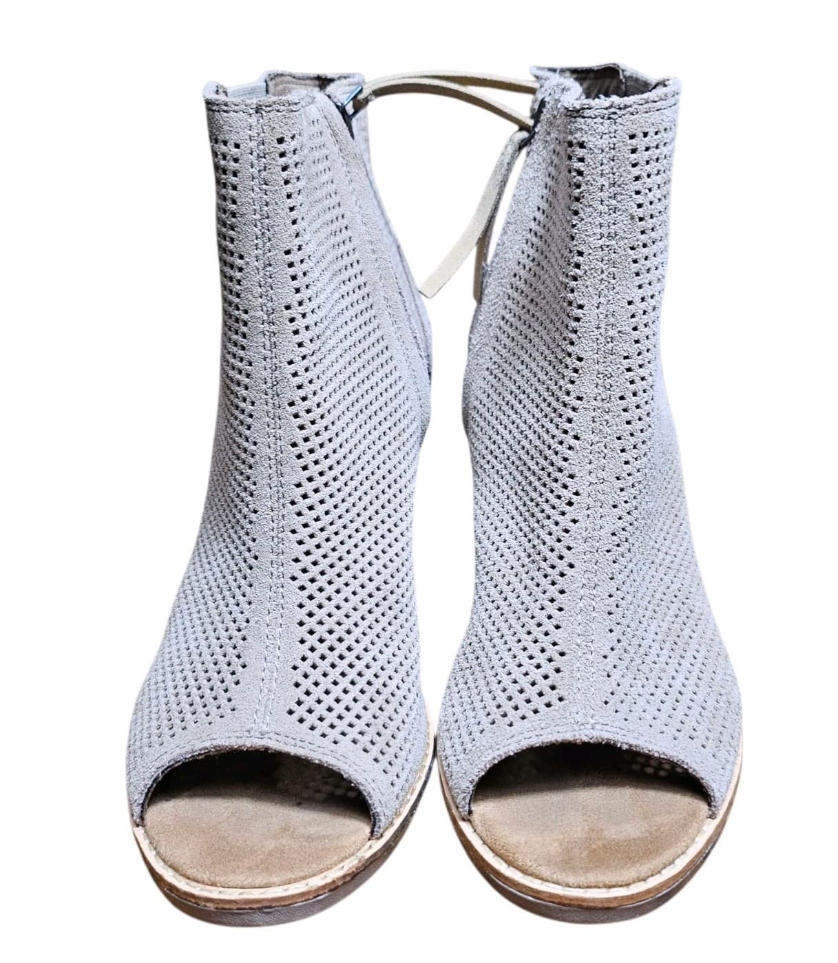 TOMS Women's Majorca Peep-Toe Perforated Booties Stucco Suede Size 7 - Thumbnail 2
