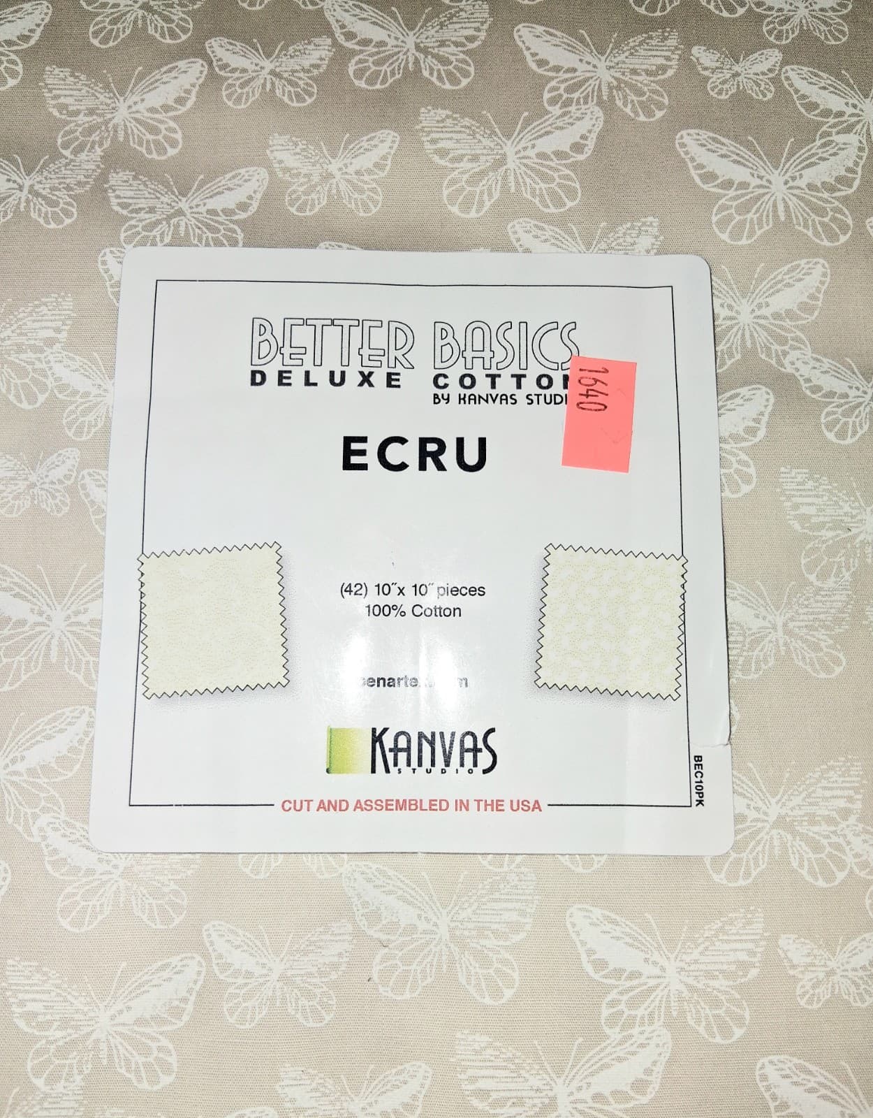 ​Benartex Better Basics Ecru 10" Layer Cake - 42 Pcs (20 Prints) Tonal Butterfly - Thumbnail 2