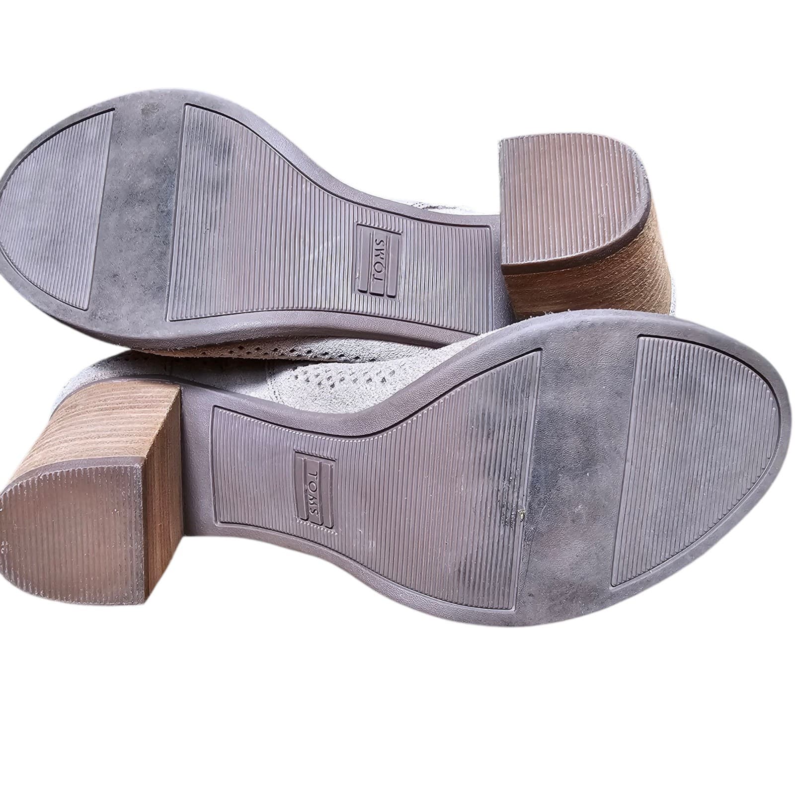 TOMS Women's Majorca Peep-Toe Perforated Booties Stucco Suede Size 7 - Thumbnail 7