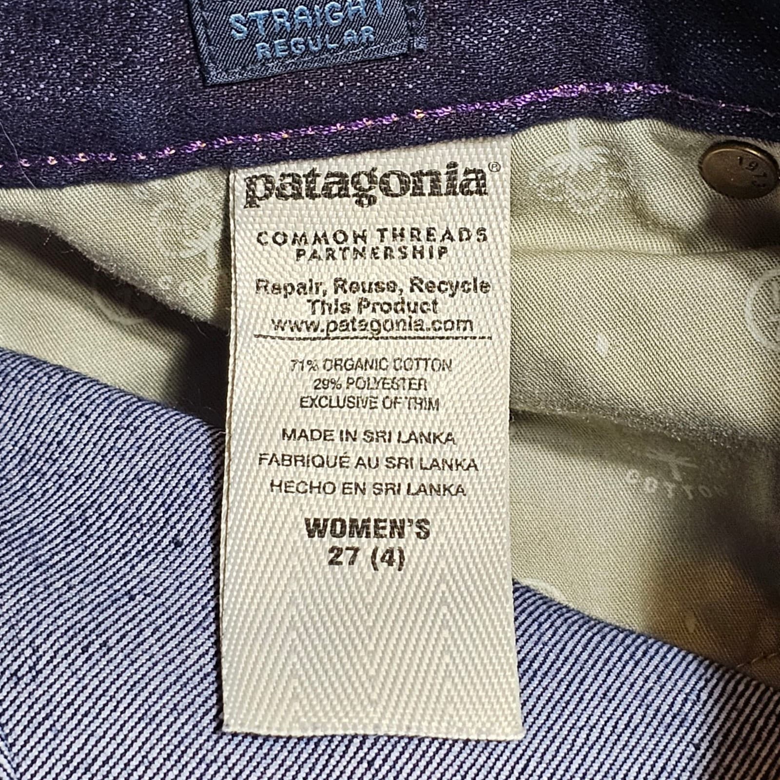Patagonia Women’s Jeans Blue Straight Regular Organic Cotton Dark Wash Size 27 - Thumbnail 15