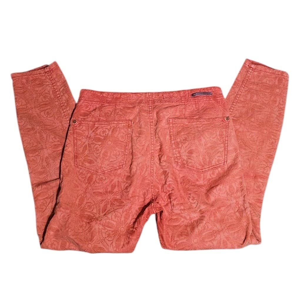 Anthropology Pilcro The Letter Press High-Rise Skinny, Red Floral Pants size 26