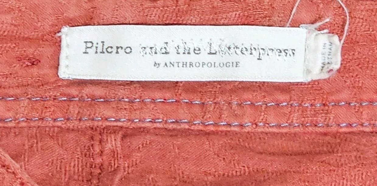 Anthropology Pilcro The Letter Press High-Rise Skinny, Red Floral Pants size 26 - Thumbnail 8