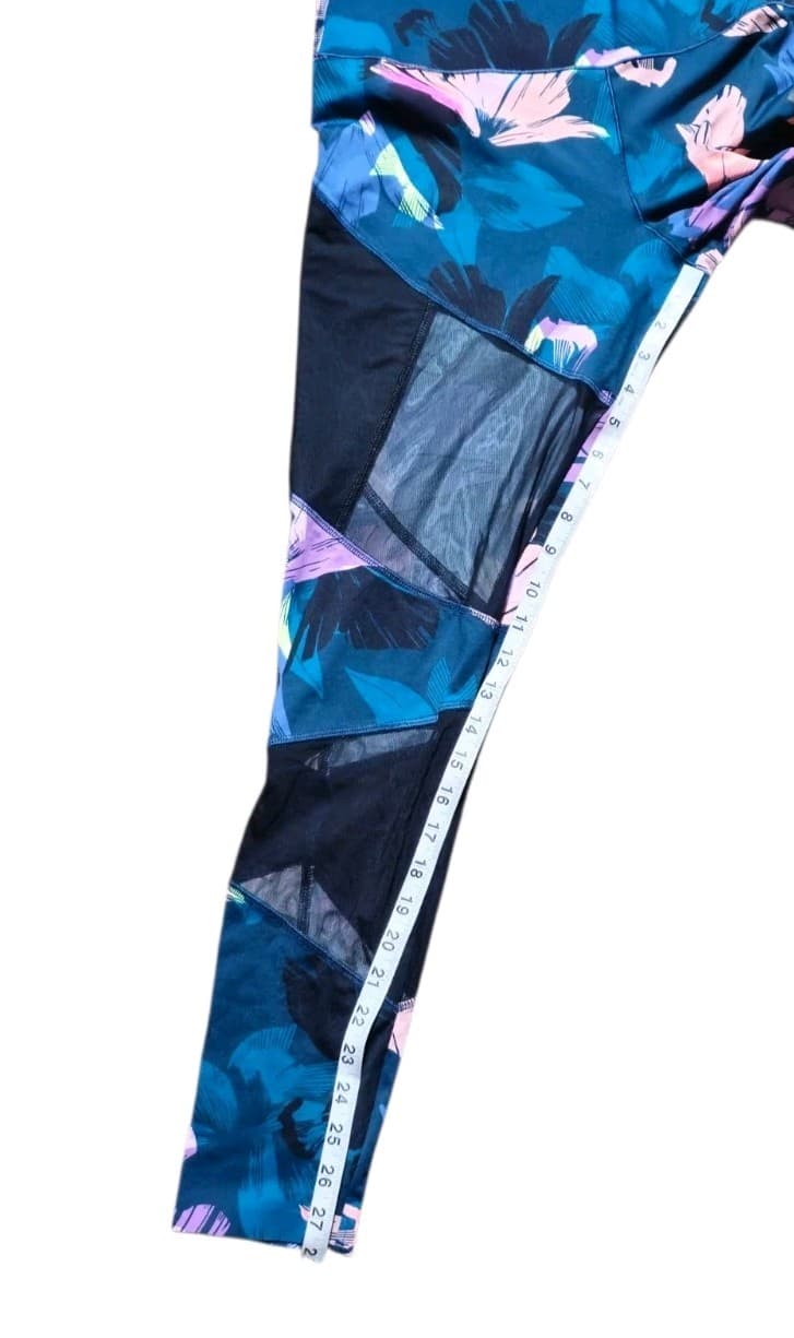 PINK Victoria’s Secret Floral Mesh Leggings High Rise Bonded Gym Yoga Large - Thumbnail 5
