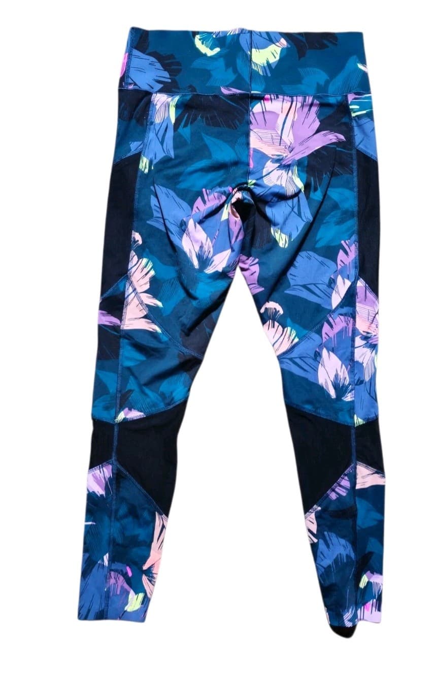 PINK Victoria’s Secret Floral Mesh Leggings High Rise Bonded Gym Yoga Large - Thumbnail 4