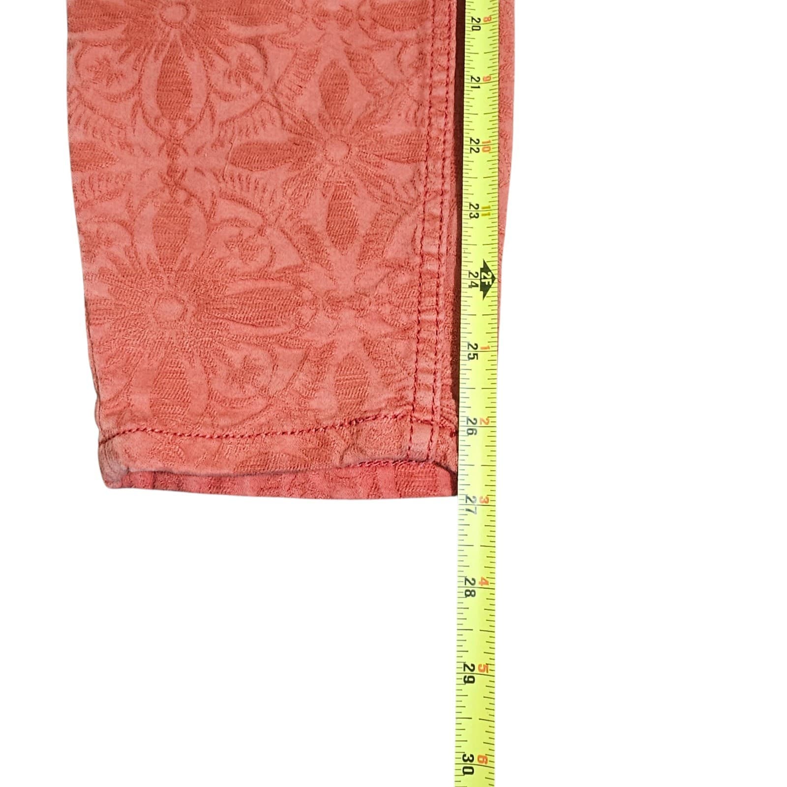 Anthropology Pilcro The Letter Press High-Rise Skinny, Red Floral Pants size 26 - Thumbnail 13