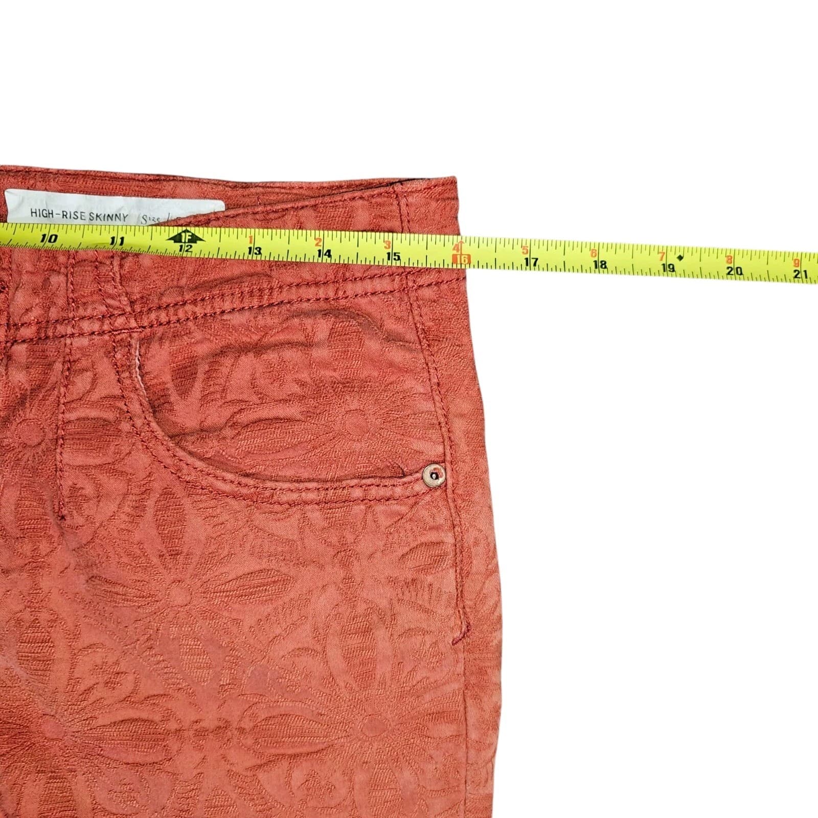 Anthropology Pilcro The Letter Press High-Rise Skinny, Red Floral Pants size 26 - Thumbnail 14