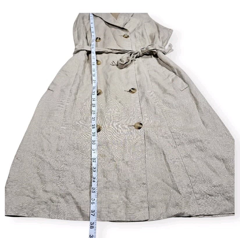 International Concepts Sleevless Double Breasted Trench Dres Size 14p 100% Linen - Thumbnail 7