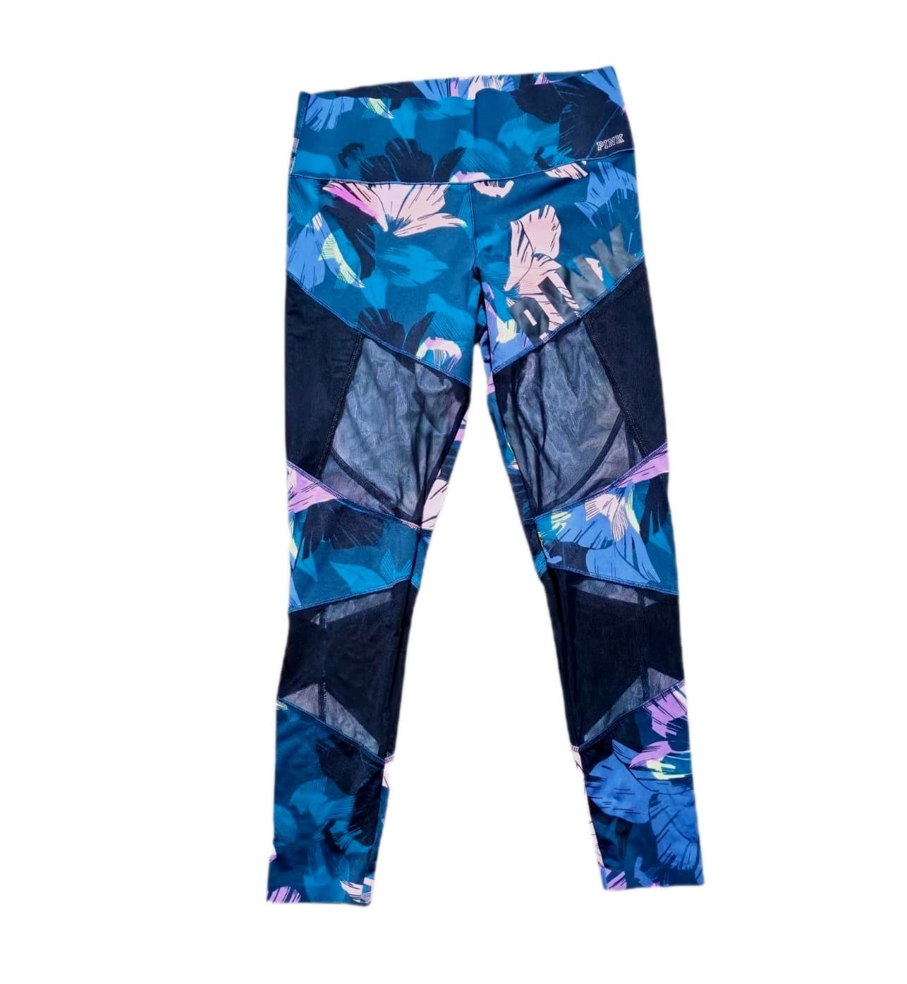 PINK Victoria’s Secret Floral Mesh Leggings High Rise Bonded Gym Yoga Large