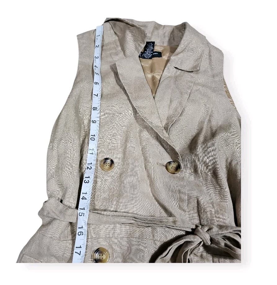 International Concepts Sleevless Double Breasted Trench Dres Size 14p 100% Linen - Thumbnail 9