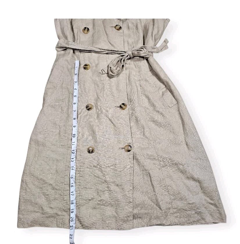 International Concepts Sleevless Double Breasted Trench Dres Size 14p 100% Linen - Thumbnail 8