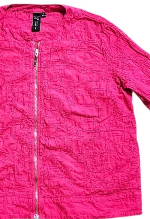 Focus Casual Life Pink Textured Front Zip Jacket Womans Size 5 - Thumbnail 5