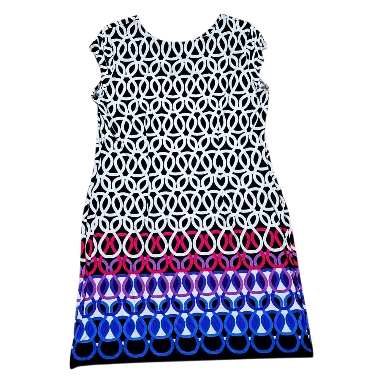 Liz Claiborne Dress Blue /White/Pink Size Large Women Cap Sleeve Sheath - Thumbnail 5