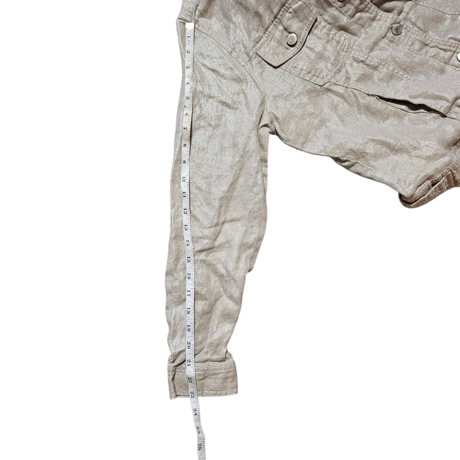 Jones & Co Metallic Linen Trucker Jacket - European Grown Flax - Large - Boho - Thumbnail 11
