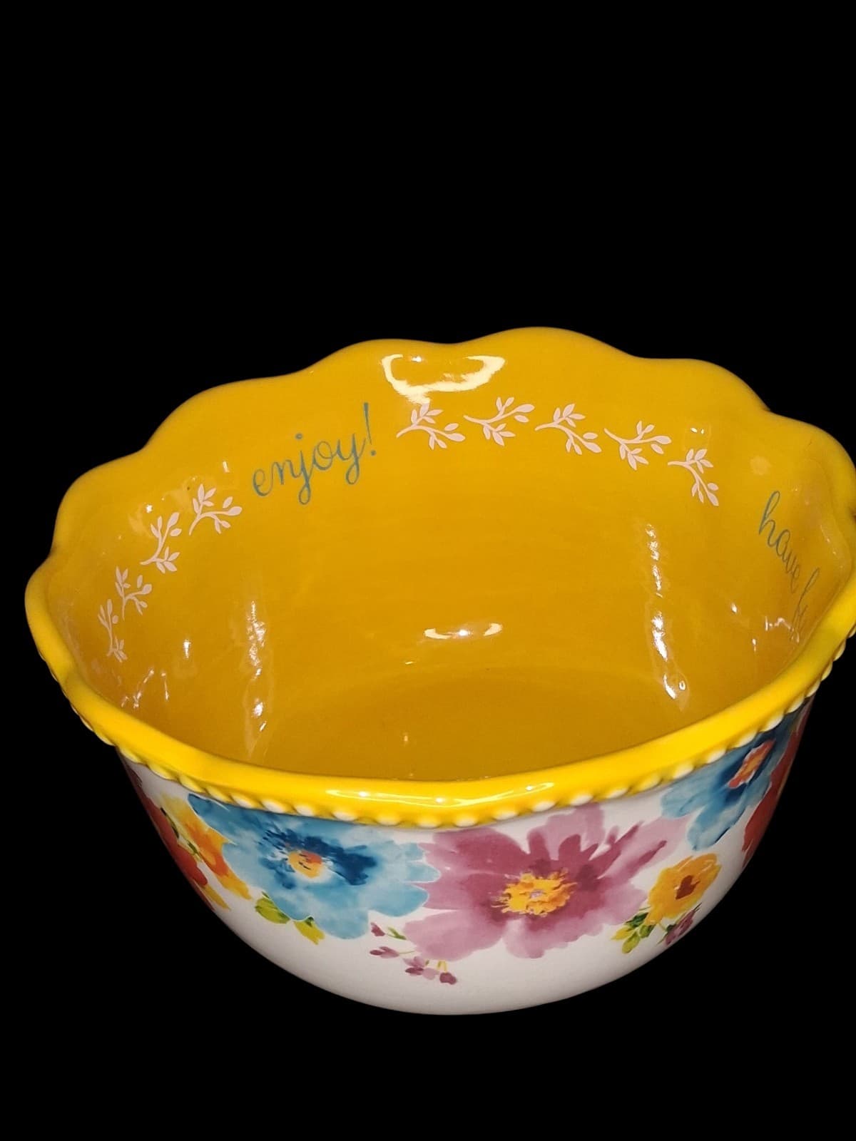 Pioneer Woman Sweet Rose Sentiment 6" Stoneware Bowl