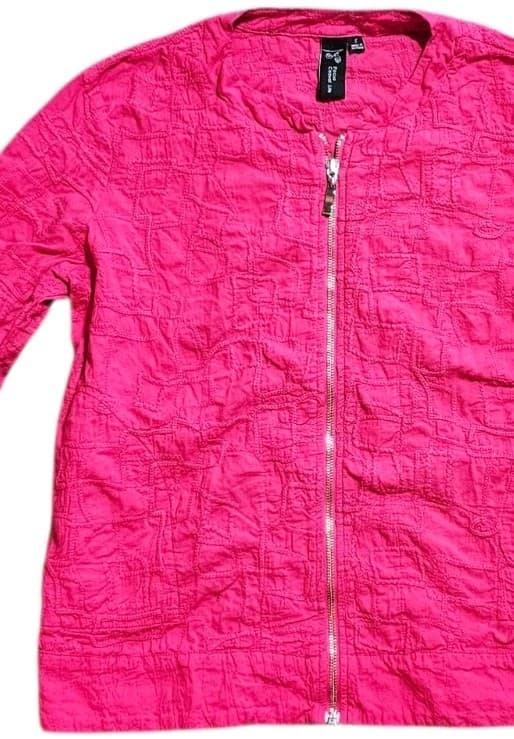 Focus Casual Life Pink Textured Front Zip Jacket Womans Size 5 - Thumbnail 4