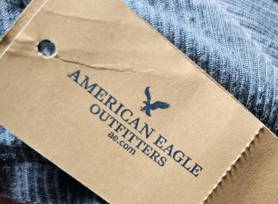 American Eagle AE Soft Rib Blue V Neck T Shirt Sz XL Womens Short Sleeve - Thumbnail 10