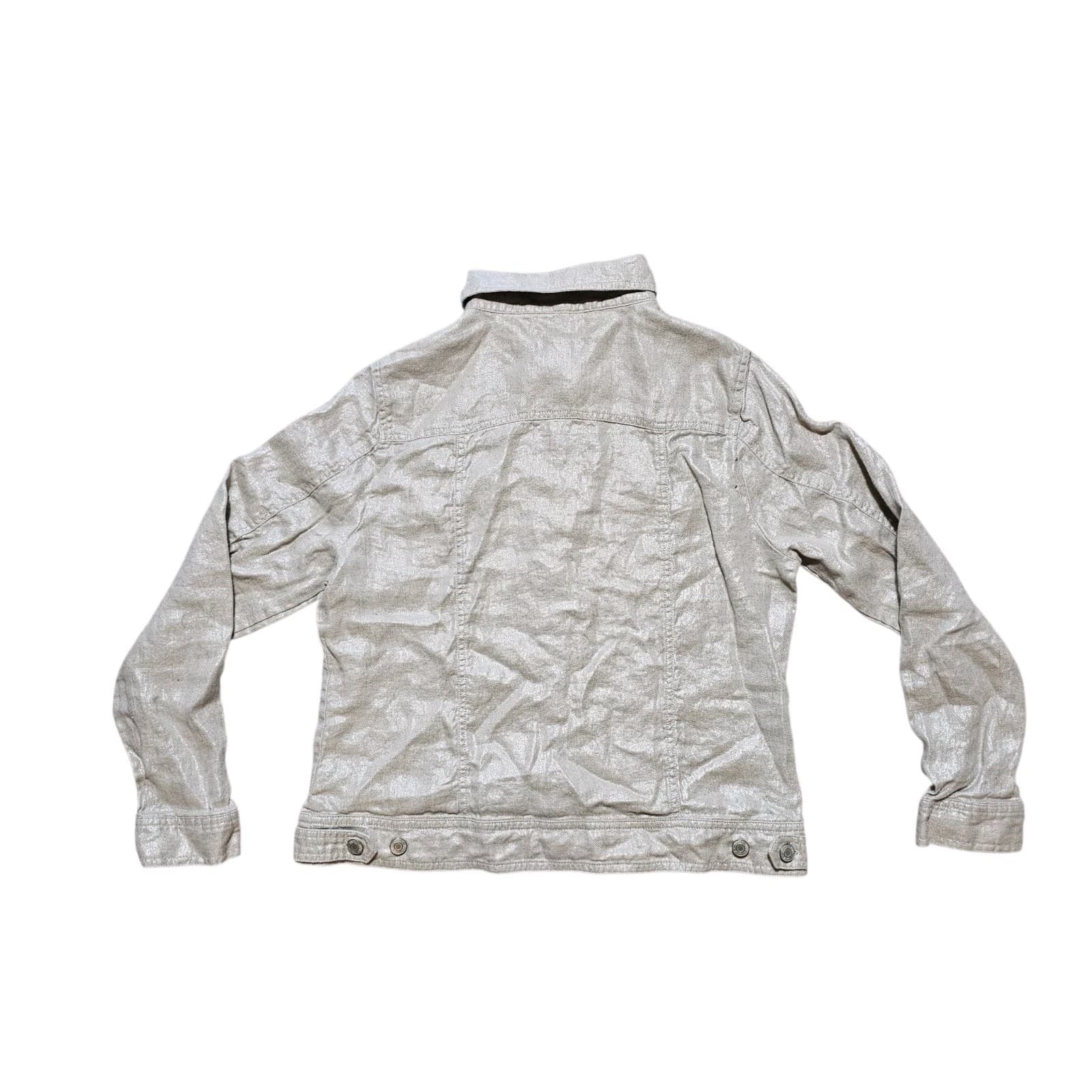 Jones & Co Metallic Linen Trucker Jacket - European Grown Flax - Large - Boho - Thumbnail 7