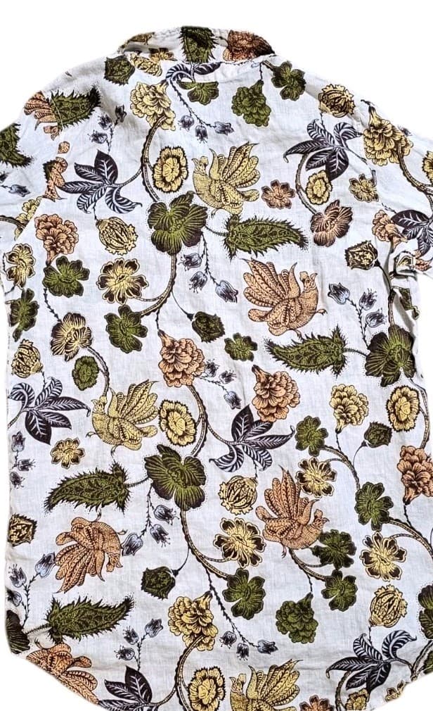 Nicole Miller New York Linen Button Up Shirt Womans Medium Floral Long Sleeve - Thumbnail 9
