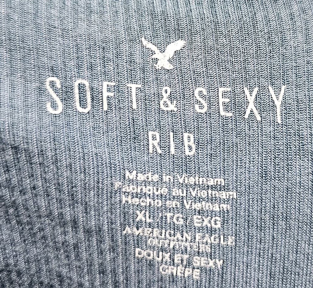 American Eagle AE Soft Rib Blue V Neck T Shirt Sz XL Womens Short Sleeve - Thumbnail 11