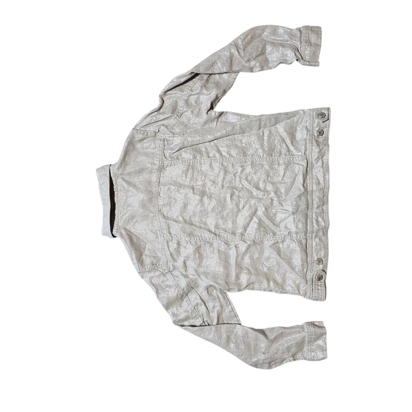 Jones & Co Metallic Linen Trucker Jacket - European Grown Flax - Large - Boho - Thumbnail 8