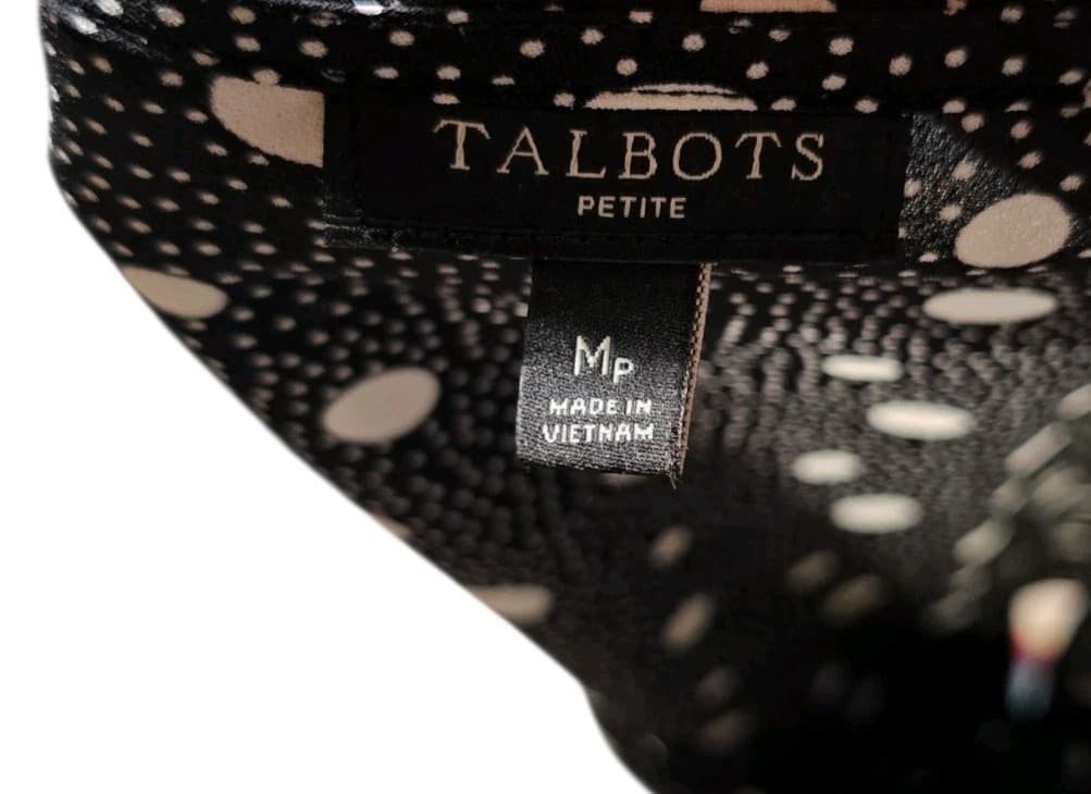 ​Talbots Petite MP Polka Dot Blouse - Classic Navy & White Professional Top - Thumbnail 11