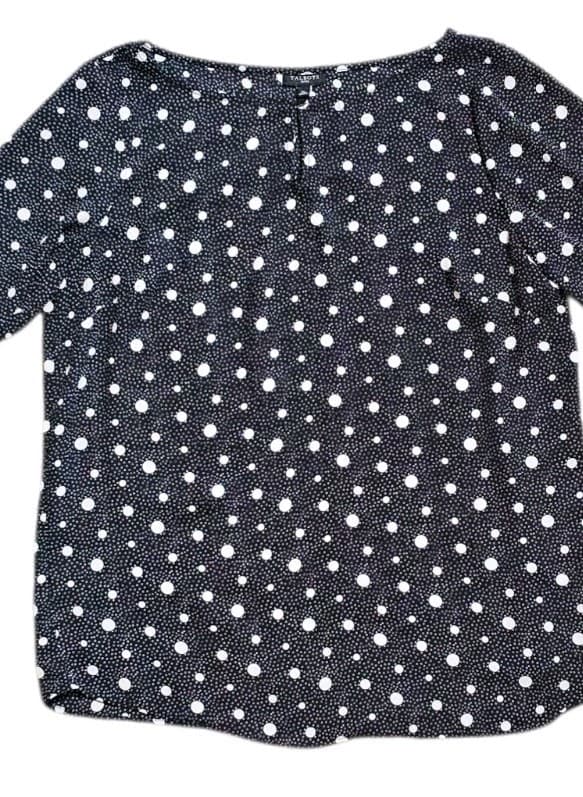 ​Talbots Petite MP Polka Dot Blouse - Classic Navy & White Professional Top - Thumbnail 2