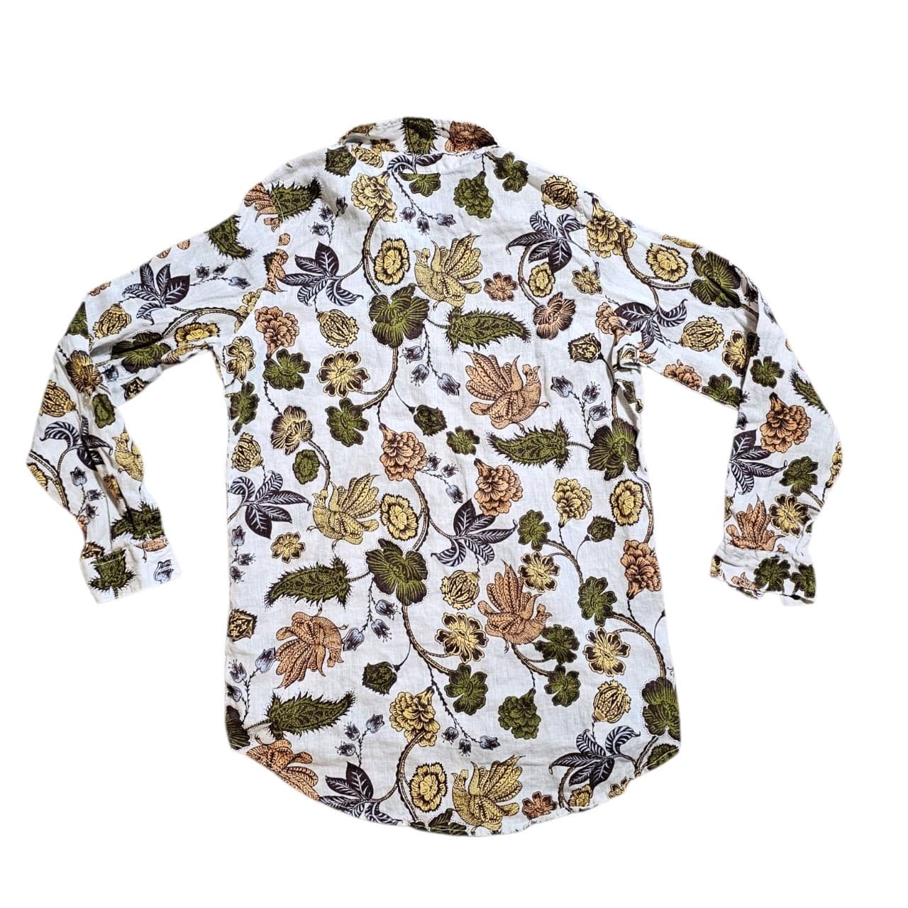 Nicole Miller New York Linen Button Up Shirt Womans Medium Floral Long Sleeve - Thumbnail 8