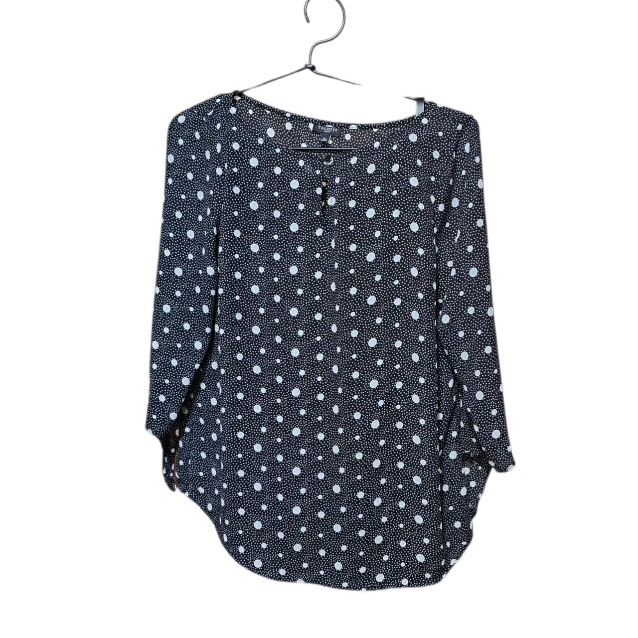 ​Talbots Petite MP Polka Dot Blouse - Classic Navy & White Professional Top - Thumbnail 5
