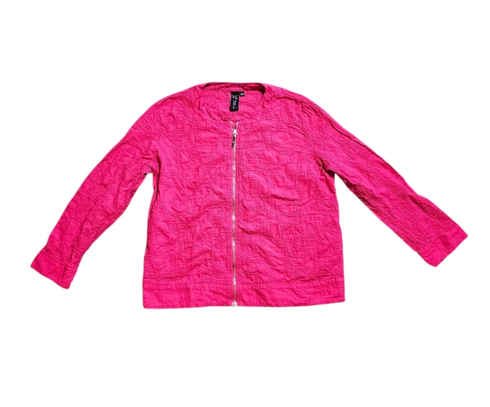 Focus Casual Life Pink Textured Front Zip Jacket Womans Size 5 - Thumbnail 2