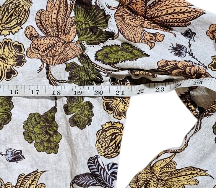 Nicole Miller New York Linen Button Up Shirt Womans Medium Floral Long Sleeve - Thumbnail 11