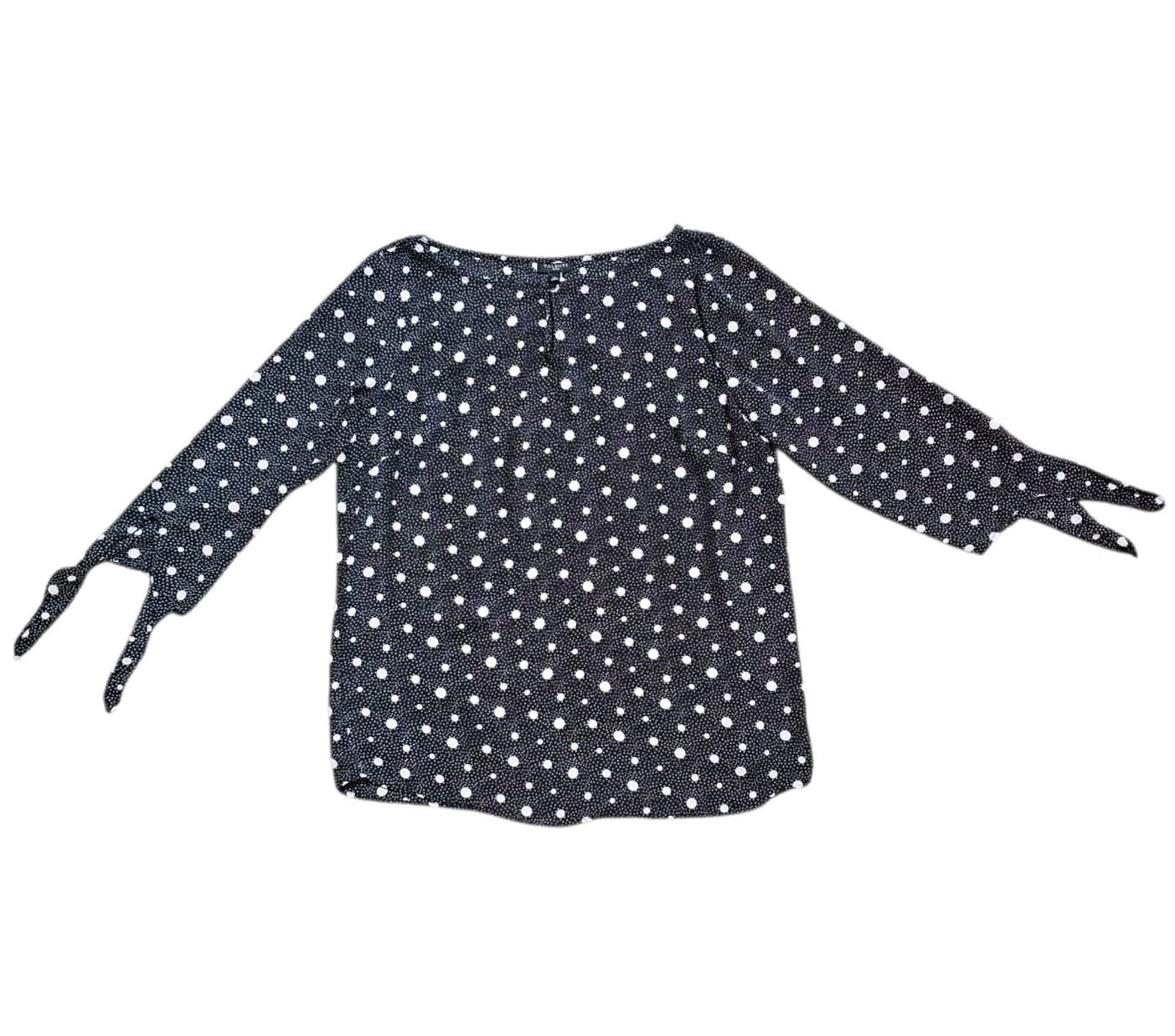 ​Talbots Petite MP Polka Dot Blouse - Classic Navy & White Professional Top