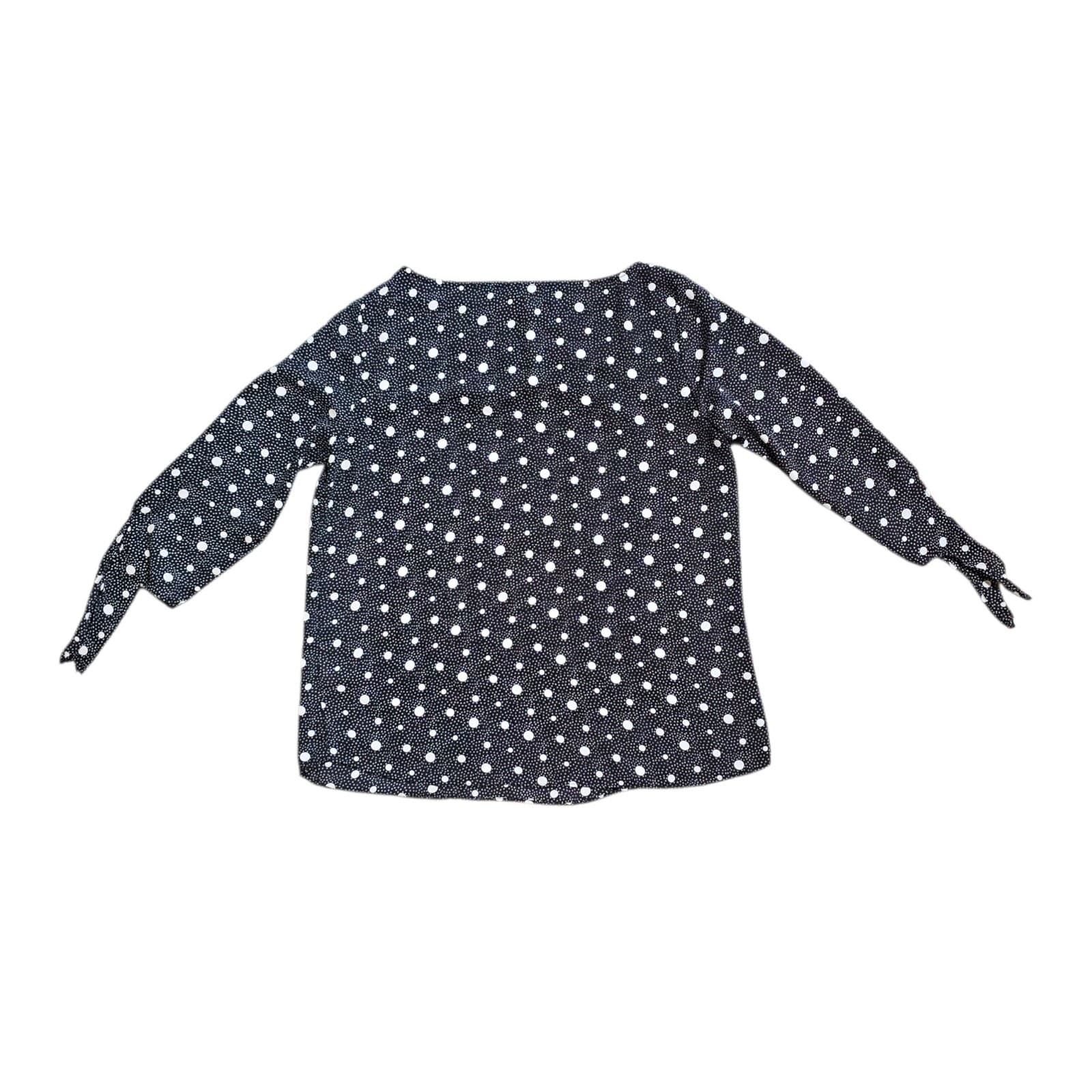 ​Talbots Petite MP Polka Dot Blouse - Classic Navy & White Professional Top - Thumbnail 6