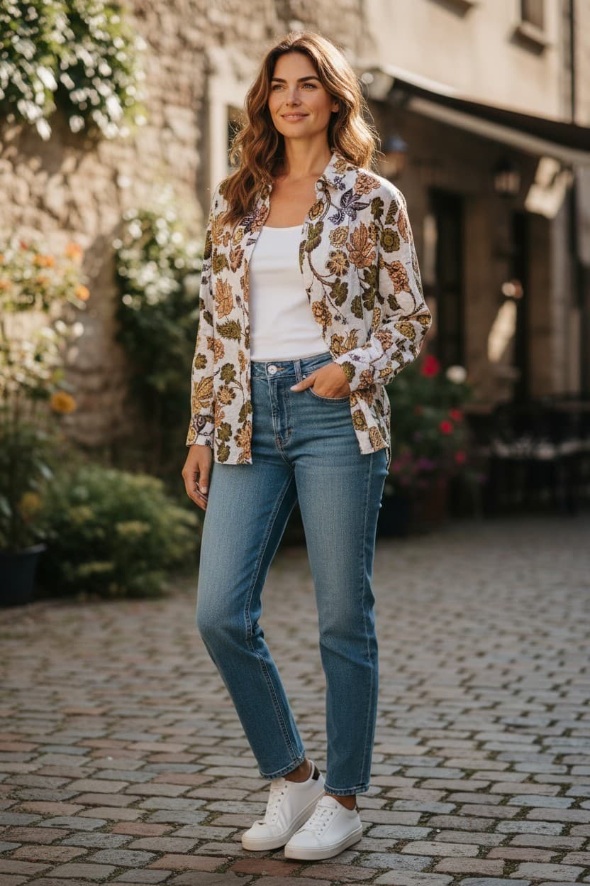 Nicole Miller New York Linen Button Up Shirt Womans Medium Floral Long Sleeve - Thumbnail 13